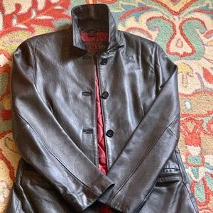 SALE*Nicole Miller Black Leather Jacket 3/4 Length